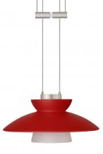 Besa Lighting 1XA-271831-SN - Besa Pendant Trilo 7 Satin Nickel Red Matte 1x50W Halogen