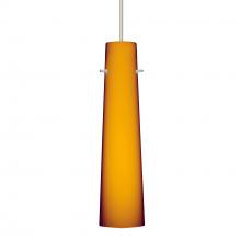 Besa Lighting 1XC-567480-LED-SN-L - Besa Camino Pendant Satin Nickel Amber Matte 1x50W Halogen, 15Ft. Cord