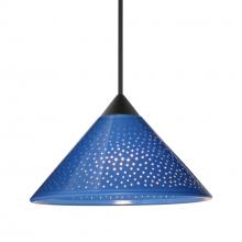 Besa Lighting 1XT-282484-BK - Besa Pendant Kona, Black Finish, Blue Starpoint 1x50W MAX GY6.35 Base