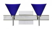 Besa Lighting 2SW-5121CM-CR-SQ - Besa Wall With Sq Canopy Kani Chrome Cobalt Blue Matte 2x40W G9