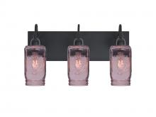 Besa Lighting 3WG-MILO4PL-BK - Besa Milo 4 Vanity, Purple, Black Finish, 3x60W Medium Base