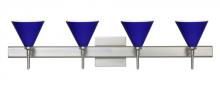 Besa Lighting 4SW-5121CM-SN-SQ - Besa Wall With Sq Canopy Kani Satin Nickel Cobalt Blue Matte 4x40W G9