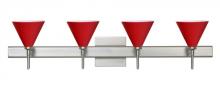 Besa Lighting 4SW-5121RM-SN-SQ - Besa Wall With Sq Canopy Kani Satin Nickel Ruby Matte 4x40W G9