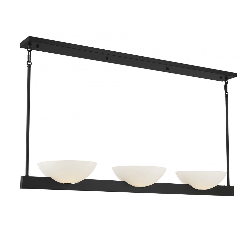 Fallon 3-Light Linear Chandelier in Matte Black