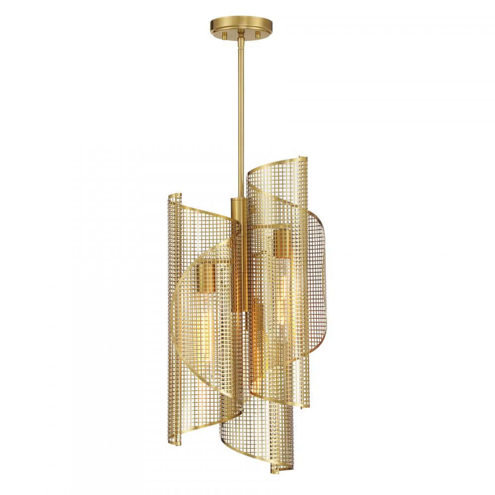 Hillbourne 3-Light Pendant in Warm Brass