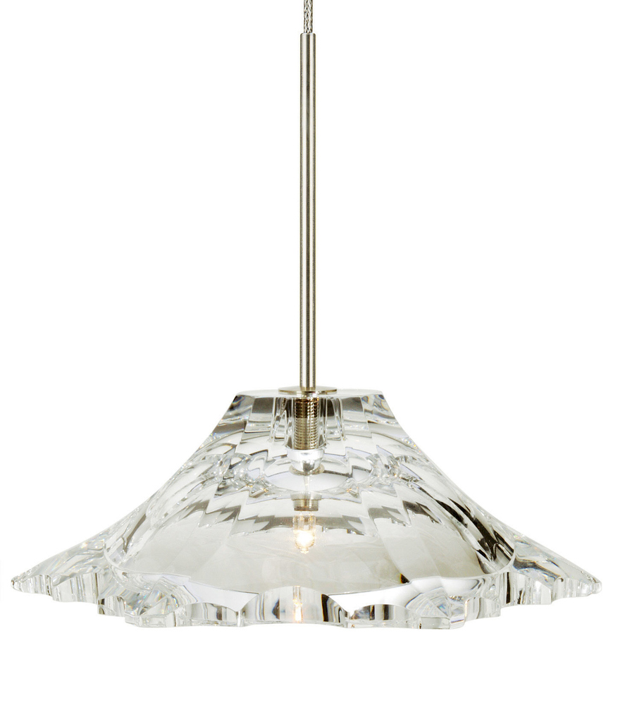 Pendant Peak Crystal Clear Satin Nickel G4 Xenon 20W Monopoint Canopy