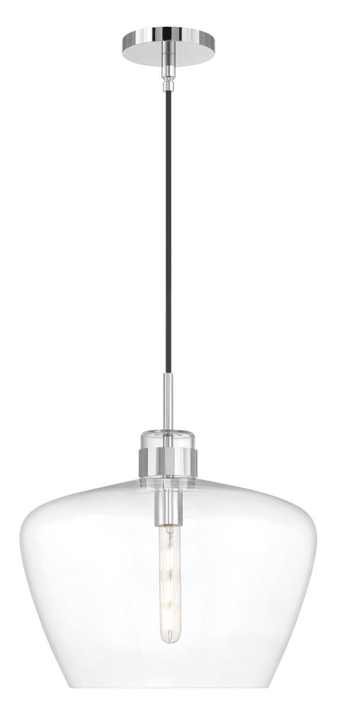 Aurora 1-Light Glass Pendant - Chrome