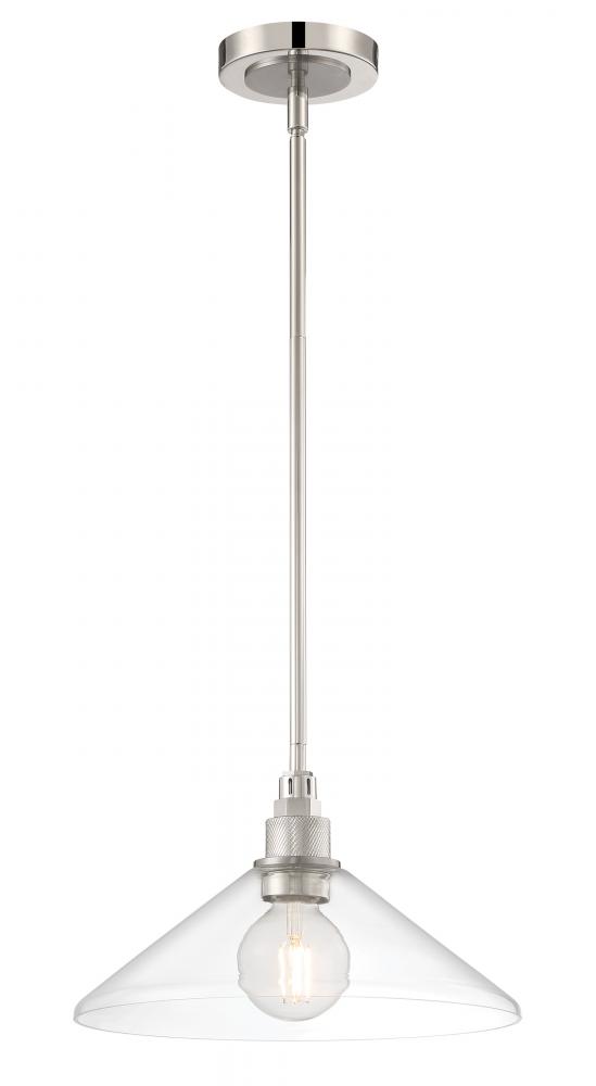 Charis Single Light Pendant - Polished Nickel with Brushed Nickel