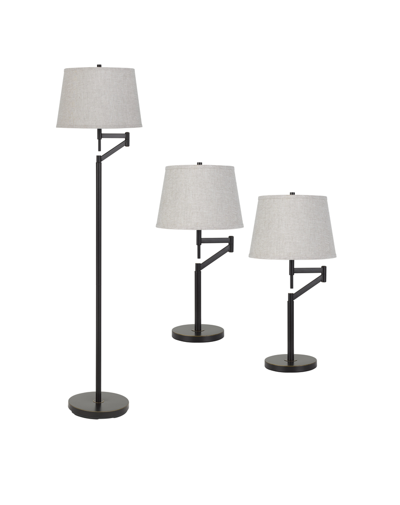 61" Floor and 26.25" Height Metal Table Lamp Set in Dark Bronze Finish 3 Pcs package