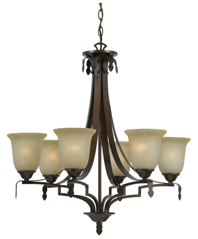 29" Inch Six Light Chandelier in Gold Bronze