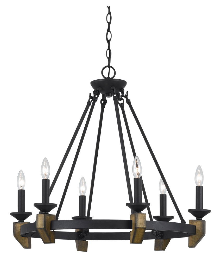 26.5" Height Metal and Wood Chandelier in Warm Bronze Finish