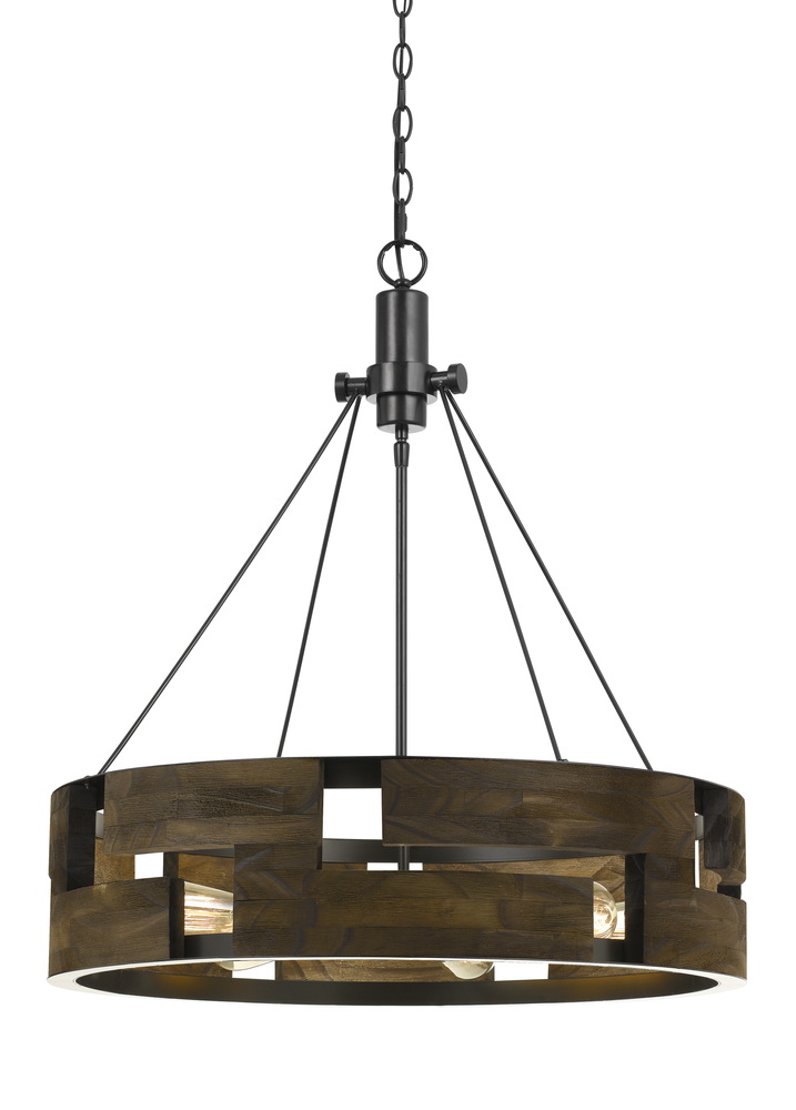 30" Height Metal Chandelier in Smoky Wood Finish