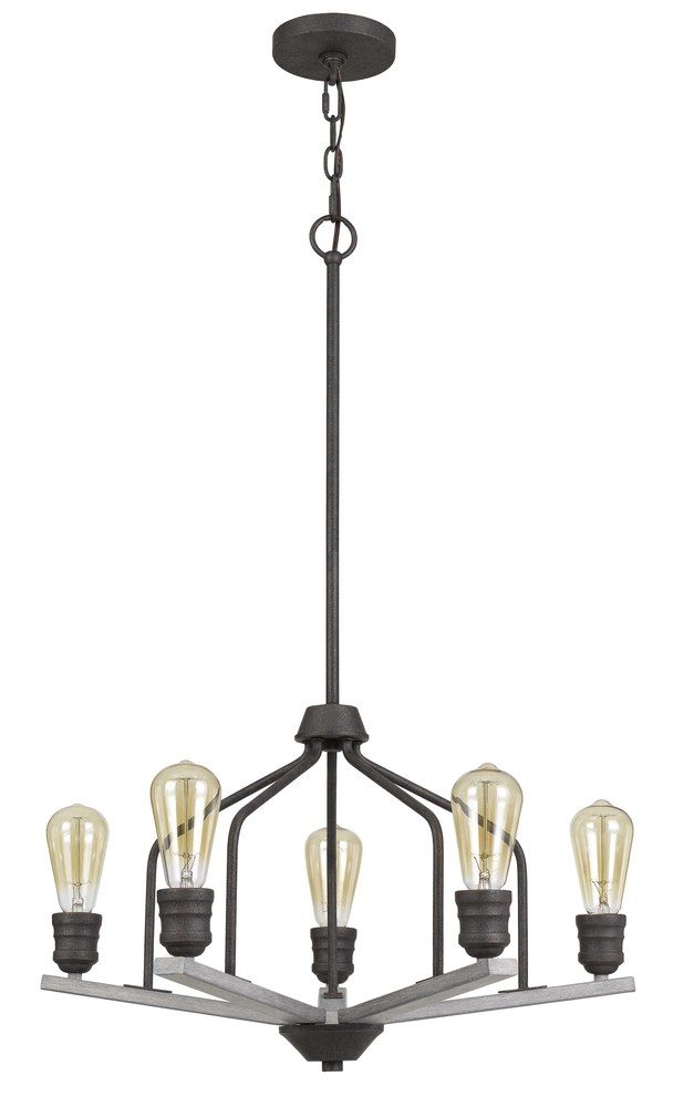 34" Height Metal Chandelier in Textured Bronze/Drifted Wood Finish