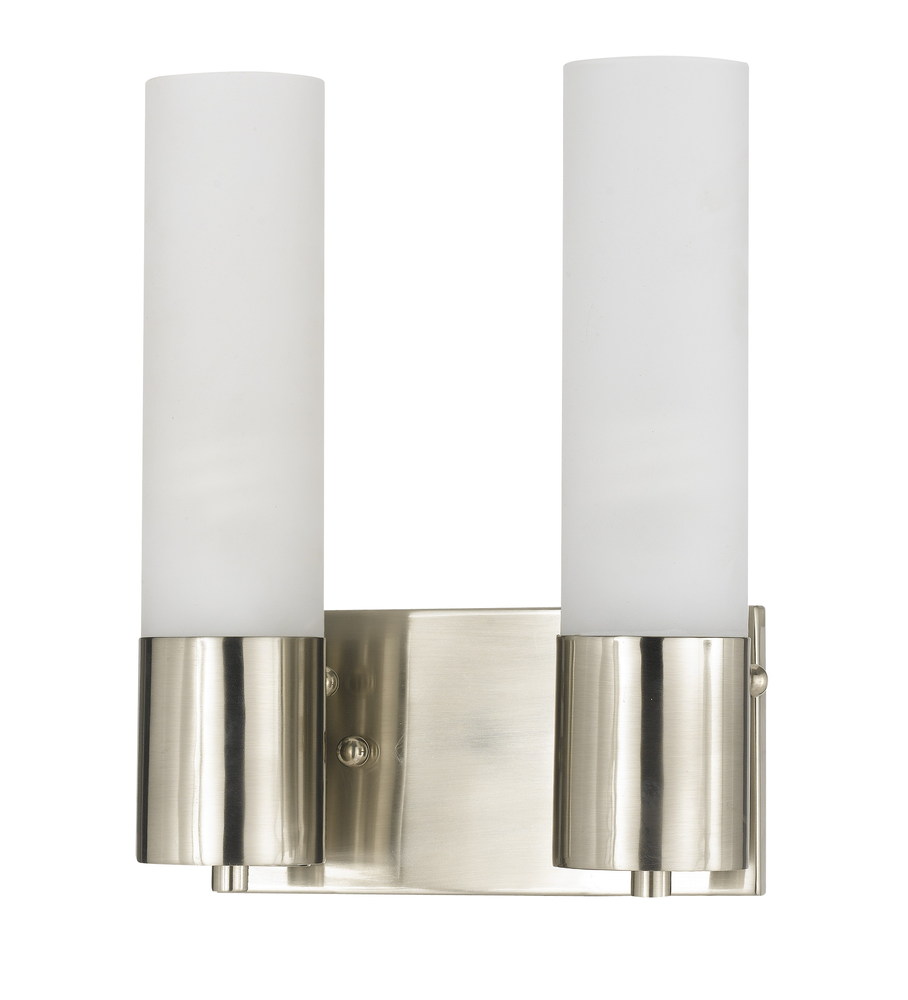 11.25" Tall Double Cylinder Wall Light in Brushed Steel