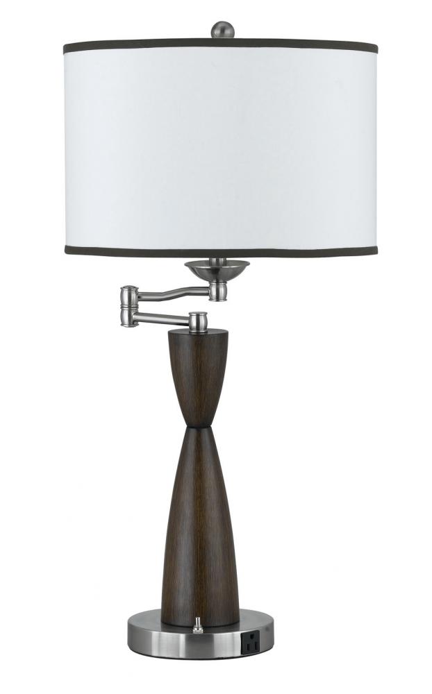 30" Tall Metal Table Lamp in Brushed Steel/Espresso Finish