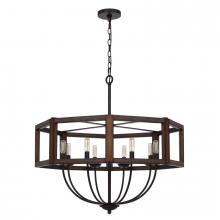 CAL Lighting FX-3761-8 - 60W X 8 Renton Hexagon Rubber Wood/Metal Chandelier