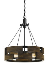 CAL Lighting FX-3670-3 - 28" Height Metal Chandelier in Smoky Wood Finish