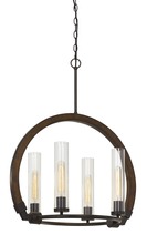 CAL Lighting FX-3691-4 - 30.3" Height Metal and Wood Chandelier in Wood/Iron Finish