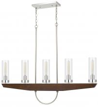 CAL Lighting FX-3756-5 - 60W x 5 Ercolano pine wood/metal island chandelier with clear glass shade (Edison bulbs NOT inc