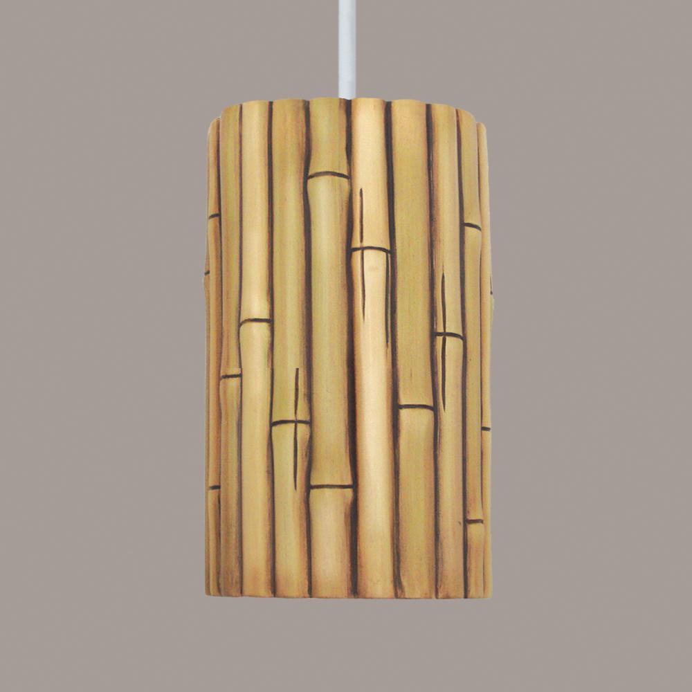 Bamboo Pendant Natural (White Cord & Canopy)