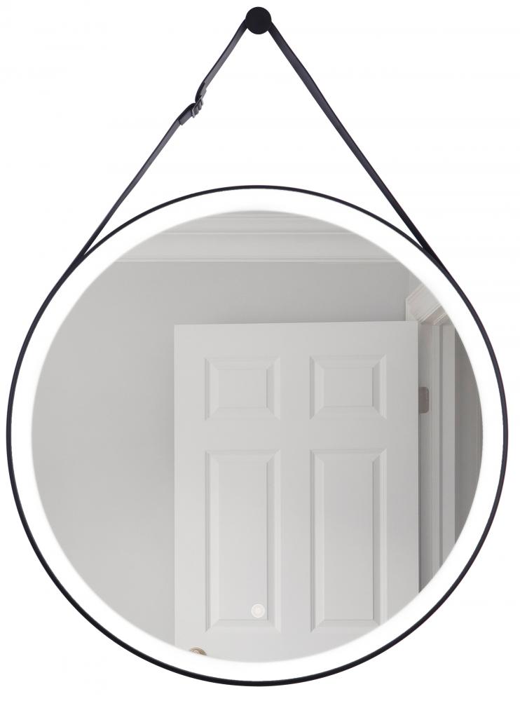 30" Round LED Mirror, dimmer, defogger, removable decorative strap & hardware, 3000K