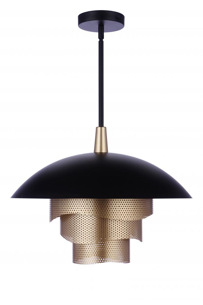 19 Diameter Sculptural Statement Dome Pendant with Perforated Metal Shades in Flat Black/Matte Gold