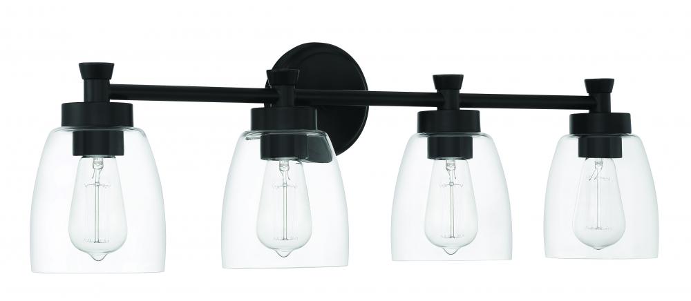 Henning 4 Light Vanity in Flat Black