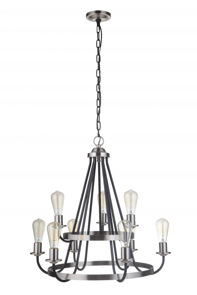 Randolph 9 Light Chandelier in Flat Black/Brushed Polished Nickel