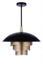 Craftmade P1010FBMG-LED - 19â€ Diameter Sculptural Statement Dome Pendant with Perforated Metal Shades in Flat Black/Matte Go