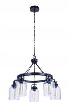 Craftmade 53625-FBDT - Foxwood 5 Light Chandelier in Flat Black/Dark Teak