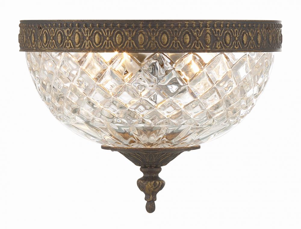 Crystorama 2 Light English Bronze Crystal Flush Mount