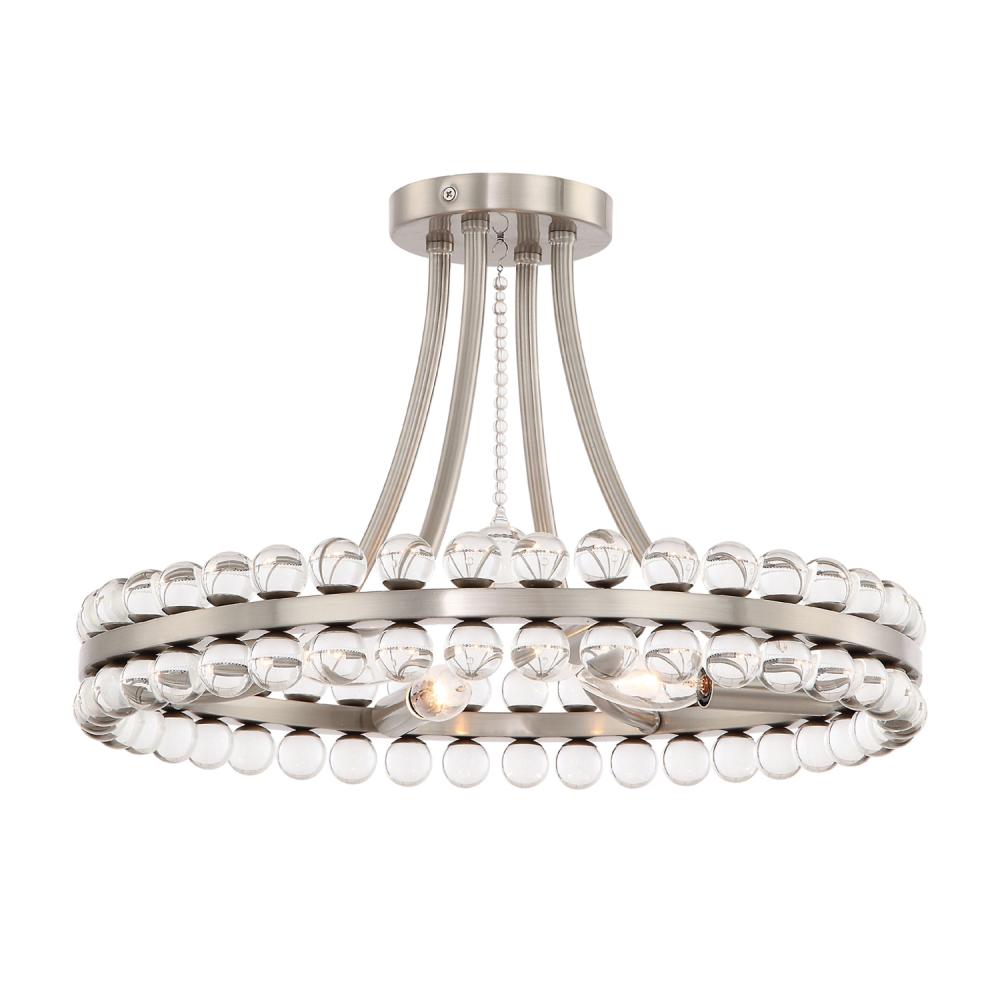 Clover 4 Light Brushed Nickel Semi Flush Mount