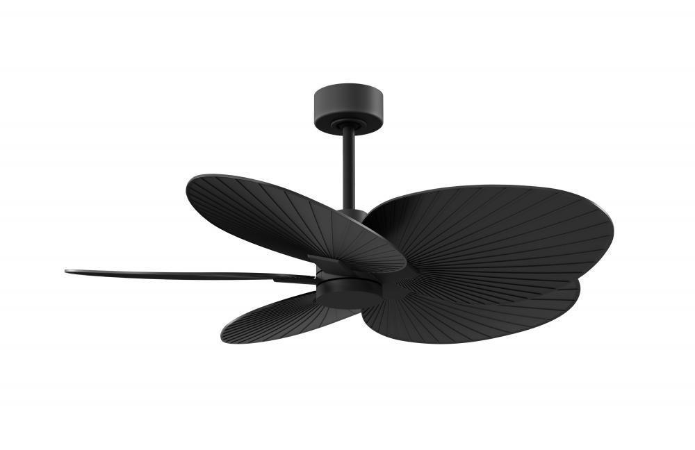 Alessandra Tropical 5-blade ceiling fan in Matte Black and Matte Black blades.