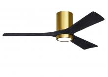 Matthews Fan Company IR3HLK-BRBR-BK-52 - Irene-3HLK three-blade flush mount paddle fan in Brushed Brass finish with 52” solid matte black