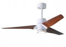 Matthews Fan Company SJ-WH-WN-52 - Super Janet three-blade ceiling fan in Gloss White finish with 52” solid walnut tone blades and