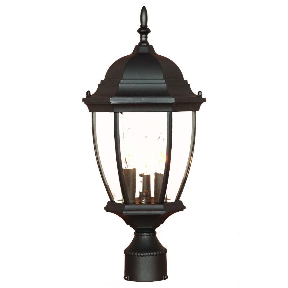 Wexford Collection Post-Mount 3-Light Outdoor Matte Black Light Fixture