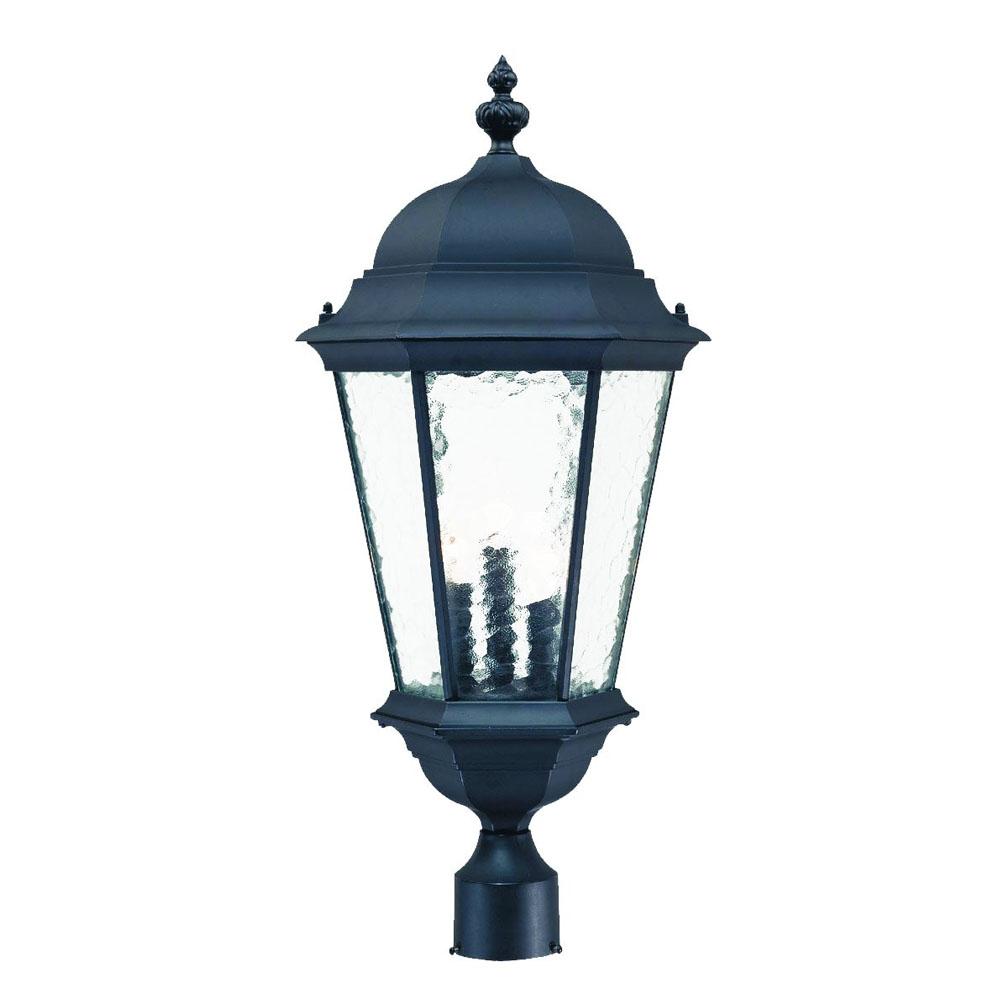 Telfair Collection Post-Mount 3-Light Outdoor Matte Black Light Fixture