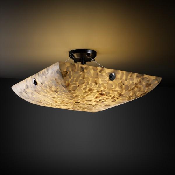 24&#34; Semi-Flush Bowl w/ PAIR SQUARE FINIALS