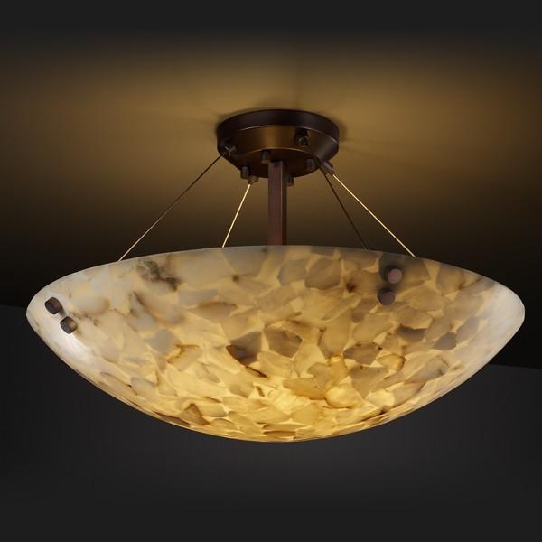 24" LED Semi-Flush Bowl w/ PAIR SQUARE FINIALS