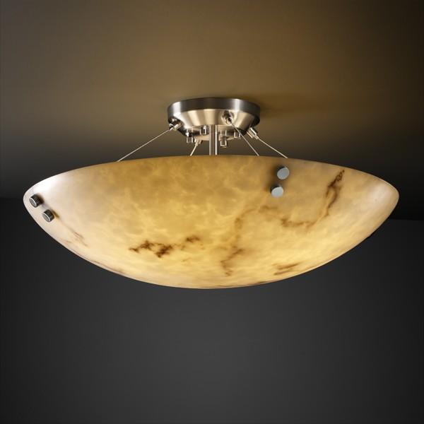 24" Semi-Flush Bowl w/ Pair Cylindrical Finials