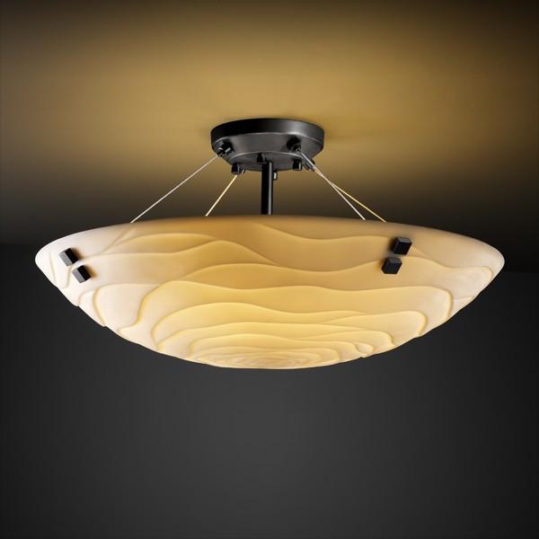 18" LED Semi-Flush Bowl w/ LARGE SQUARE W/ POINT FINIALS