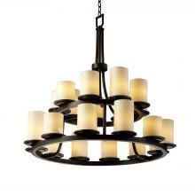 Justice Design Group CNDL-8767-10-CREM-DBRZ-LED21-14700 - Dakota 21-Light 2-Tier Ring LED Chandelier