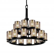 Justice Design Group FSN-8767-10-MROR-MBLK - Dakota 21-Light 2-Tier Ring Chandelier