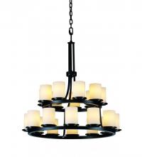 Justice Design Group FSN-8767-10-OPAL-MBLK-LED21-14700 - Dakota 21-Light 2-Tier Ring LED Chandelier