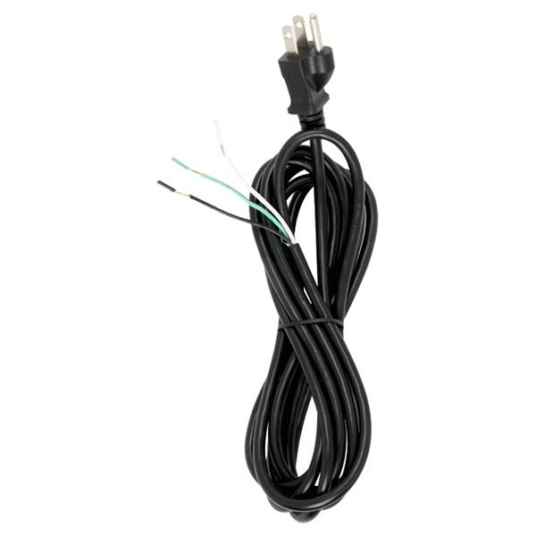 10 Foot 18/3 SVT 105C Heavy Duty Cord Set; Black Finish; 100 Carton; 3 Prong Molded Plug; Stripped