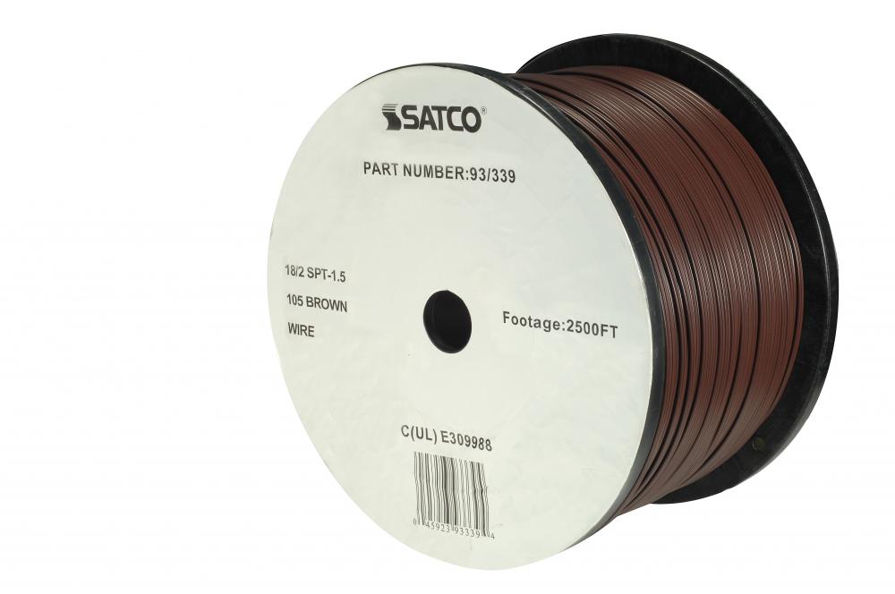 Lamp And Lighting Bulk Wire; 18/2 SPT-1.5 105C; 2500 Foot/Reel; Brown