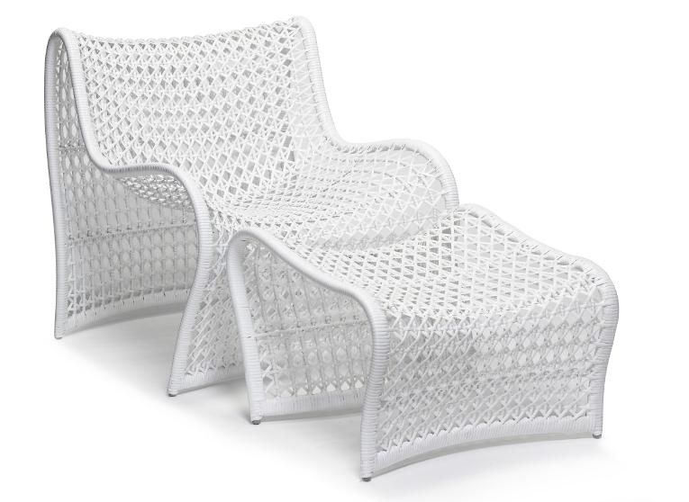 LOLA OTTOMAN, OUTDOOR, WHITE