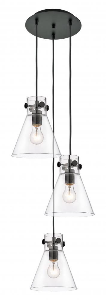 Newton Cone - 3 Light - 16 inch - Matte Black - Multi Pendant