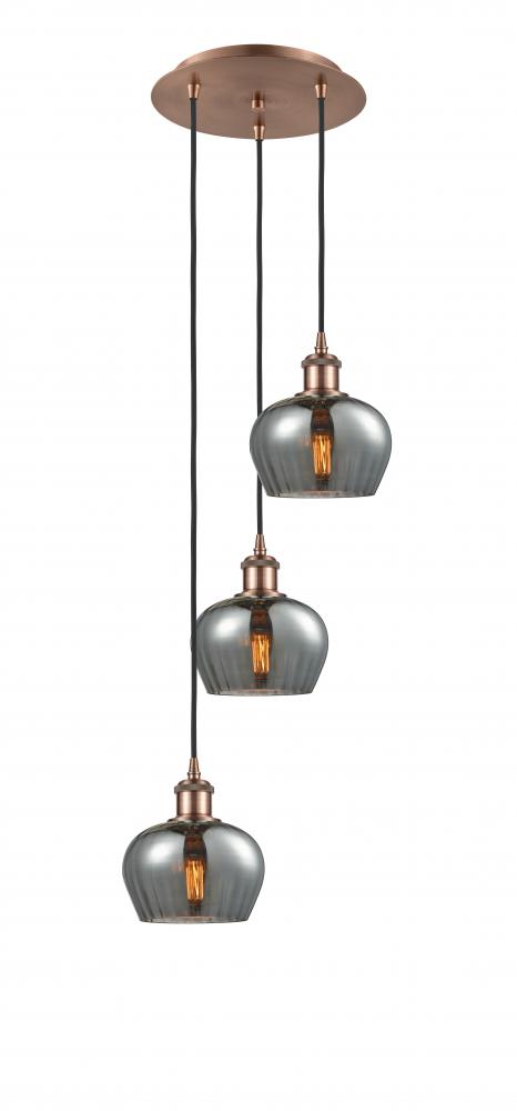 Fenton - 3 Light - 13 inch - Antique Copper - Cord Hung - Multi Pendant