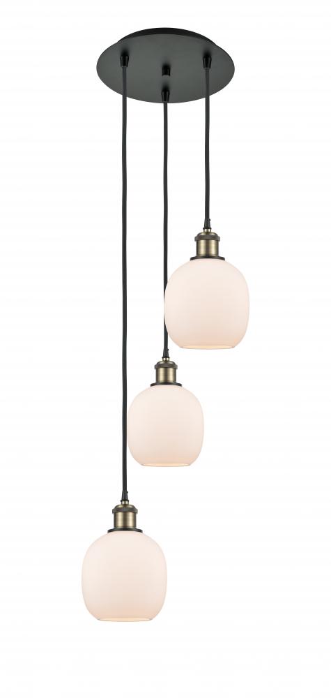 Belfast - 3 Light - 13 inch - Black Antique Brass - Cord Hung - Multi Pendant